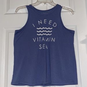 Girl’s Blue tank top, “I Need Vitamin Sea”, XL